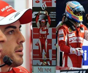 Puzzle Ο Fernando Alonso πανηγυρίζει τη νίκη του στη Μόντσα, ιταλικό Grand Prix (2010)
